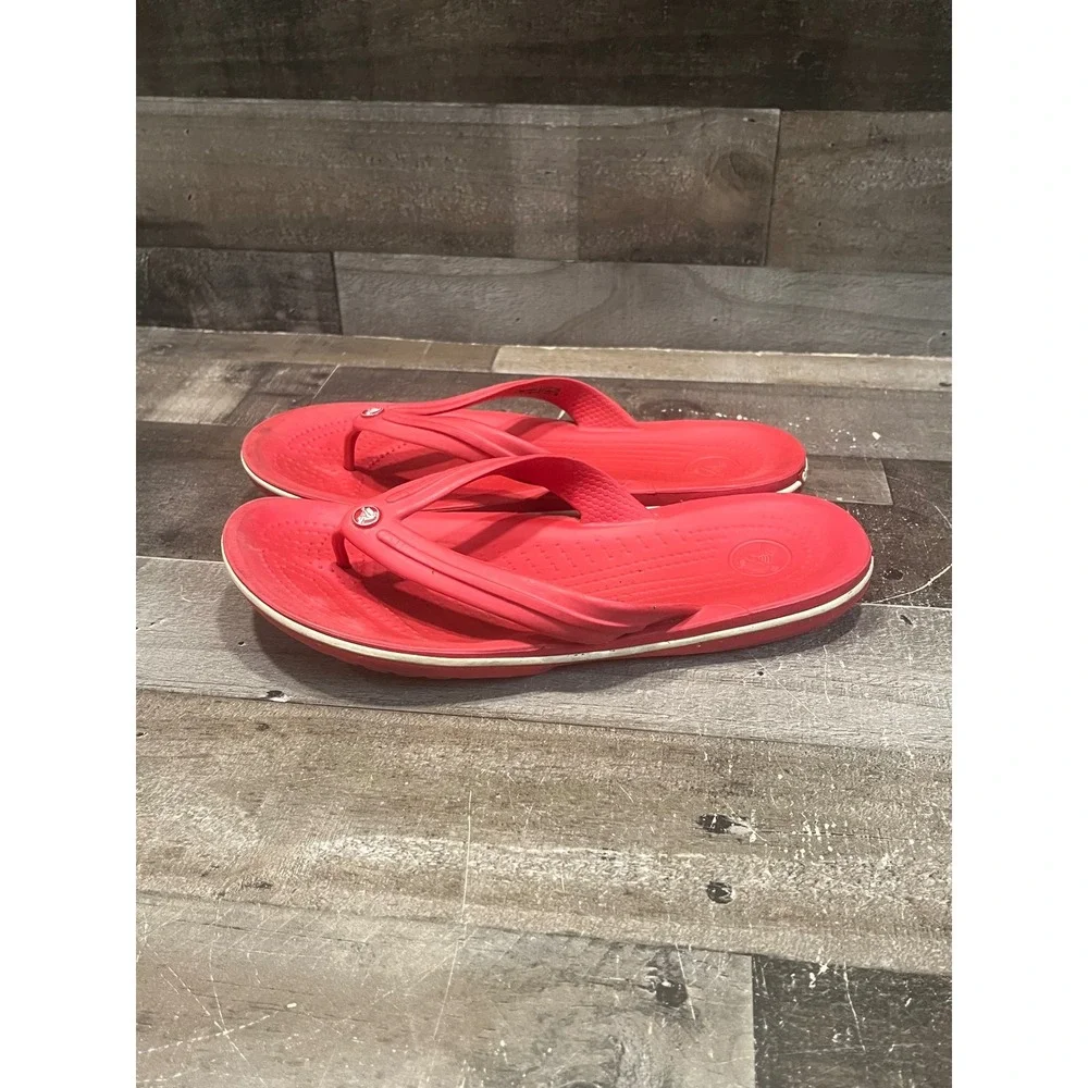 Crocs Crocband Flip Flops Red Unisex Sandals M7 W9 11033 Summer Beach Shoes